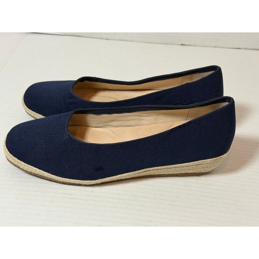 Women's David Tate Stroll Espadrille Low Wedge Navy Fabric Shoe Size 10 W - Picture 2 of 7
